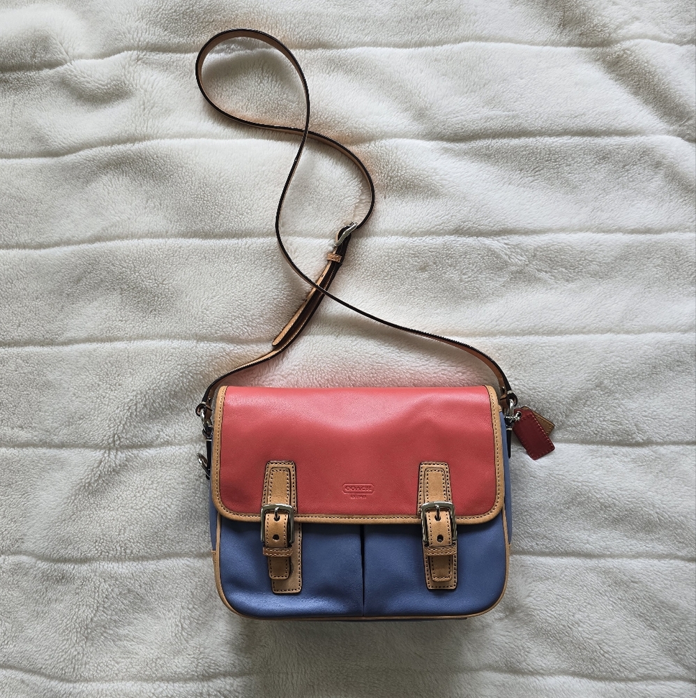 Coach Red and Blue Colourblock Messenger Bag